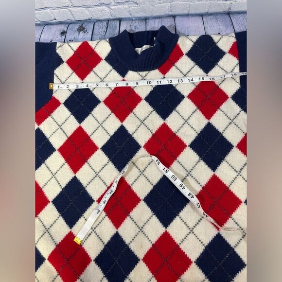 Elisabeth Liz Claiborne Navy Red Preppy Classic Argyle Lambswool Sweater 2X - Picture 5 of 9